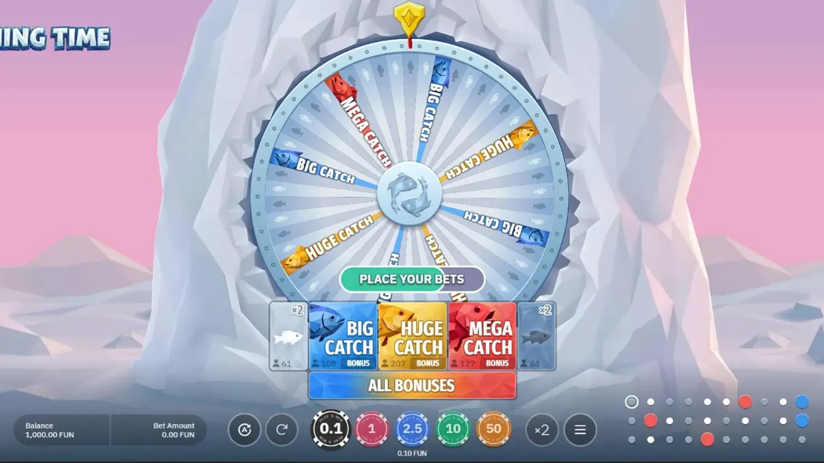 Interface do jogo Fishing Time da BGaming em um smartphone